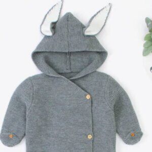 Annie & Charles - Rabbit Ears Knitted Sleeping Bag: Grey